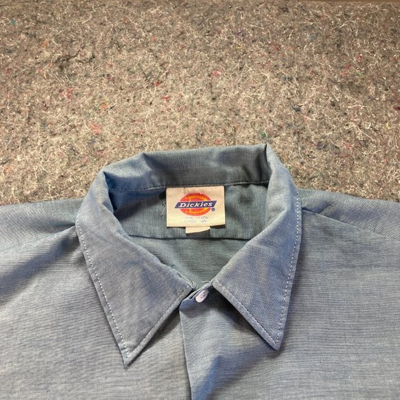 Dickies Button Down Shirt Mens Adult 17-17.5" Sleeve 34/35 Blue Long Sleeve USA - Picture 5 of 15